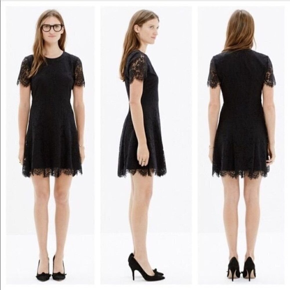 Madewell Black Floral Lace Shift Mini Dress 2